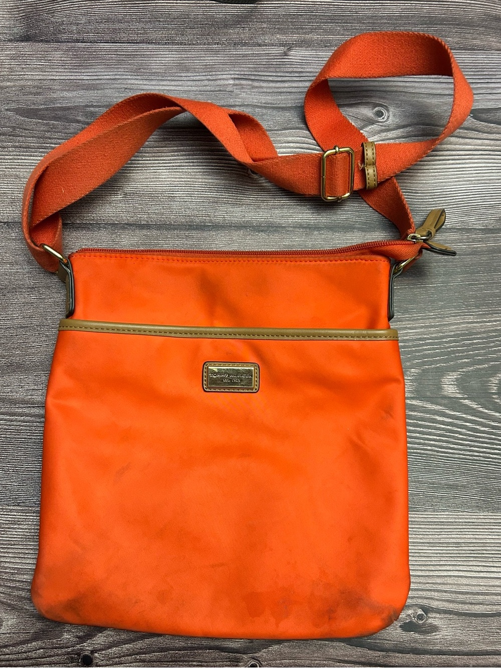 Tommy Hilfiger Orange Crossbody Bag with Tan Trim